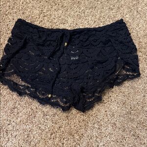 Pilyq Black draw string Swim Cover Up Shorts M/L